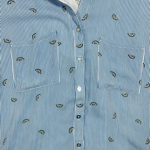 button-down  short sleeve shirt  blouse  with lemon print size small  by Tribal - Picture 7 of 16
